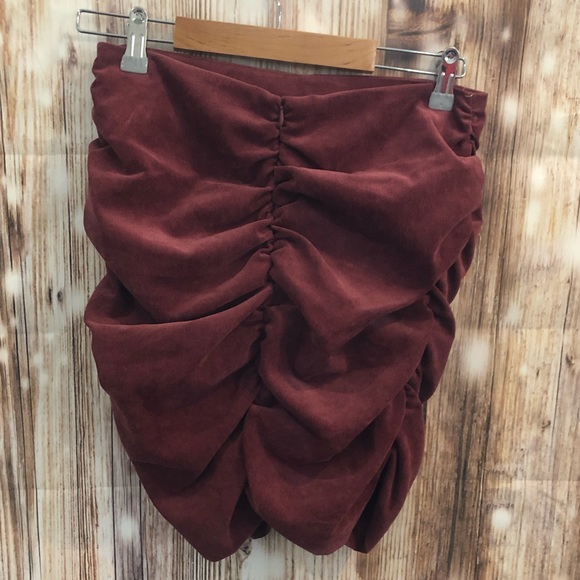 Zara Marsala ruched mini skirt - Picture 7 of 8